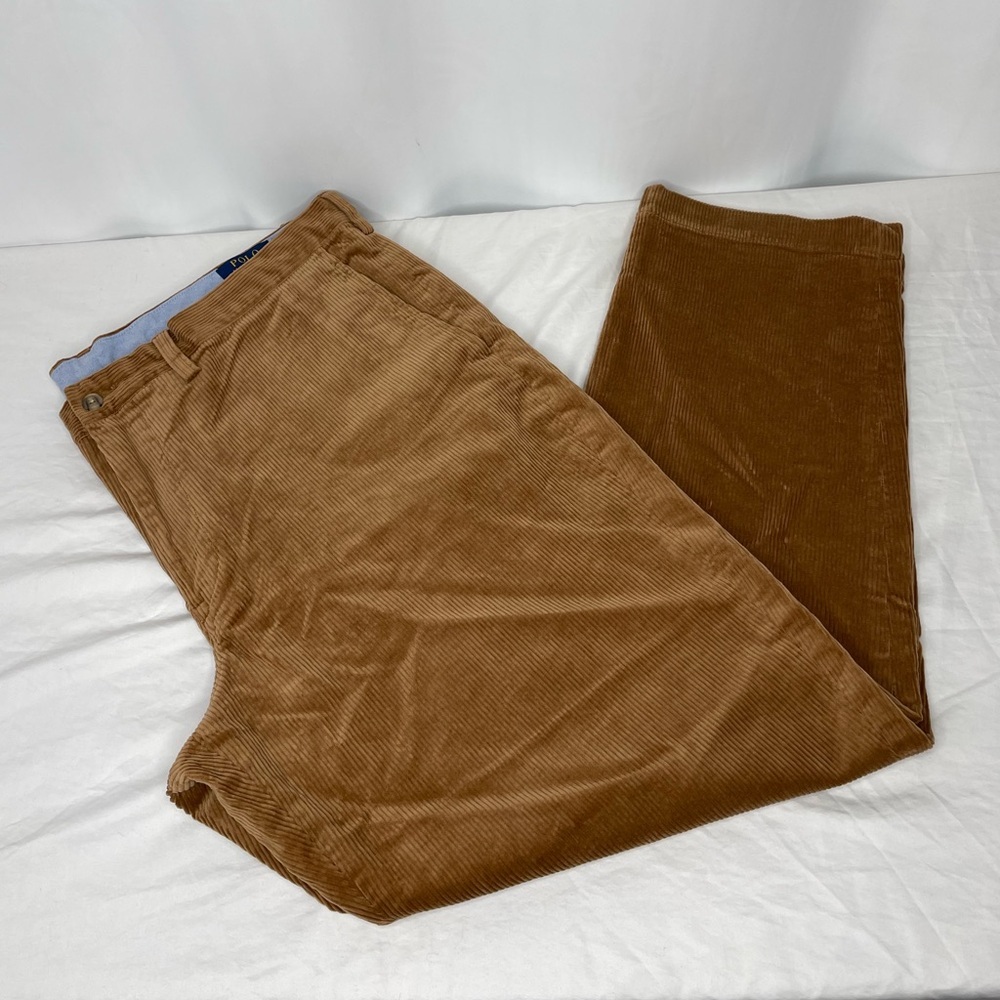 Polo Ralph Lauren Varick Slim Straight Corduroy Pants 38x30 Brown Stretch Cotton